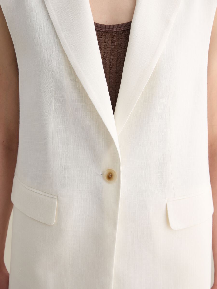 Women’s white long gilet in cotton and viscose blend_2