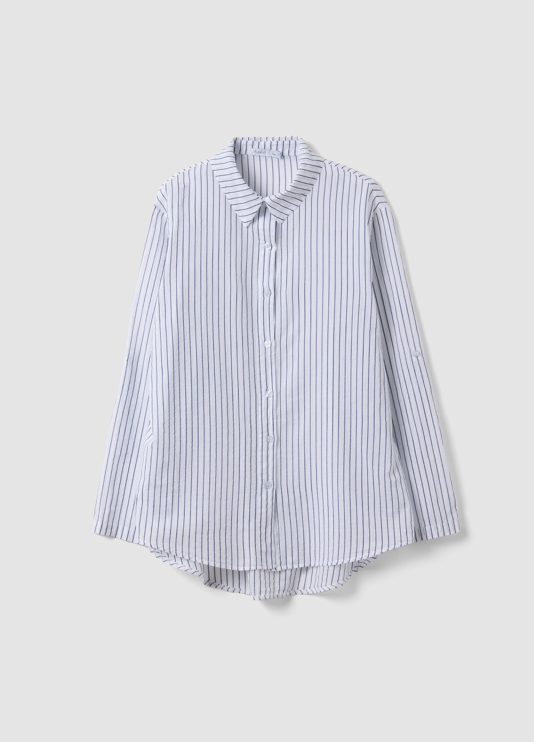 White striped pure cotton regular-fit shirt