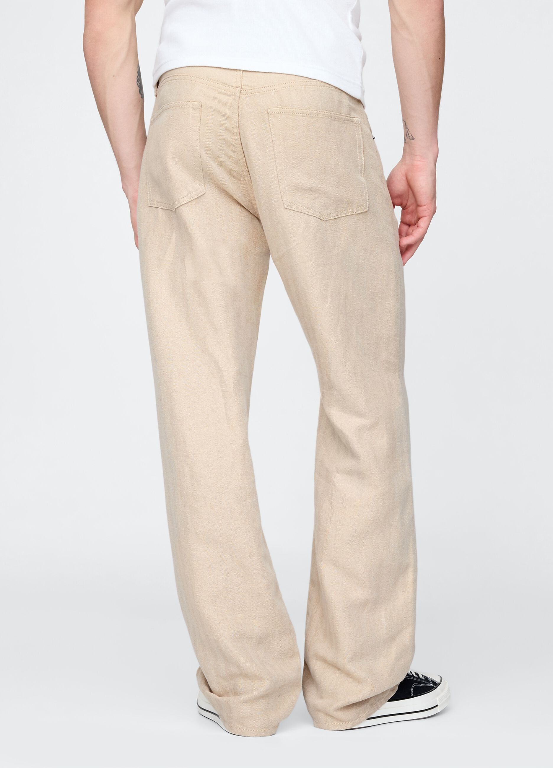 Wide Beige Linen Trousers