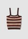 Fitted multicolour striped pure cotton vest with thin straps_0