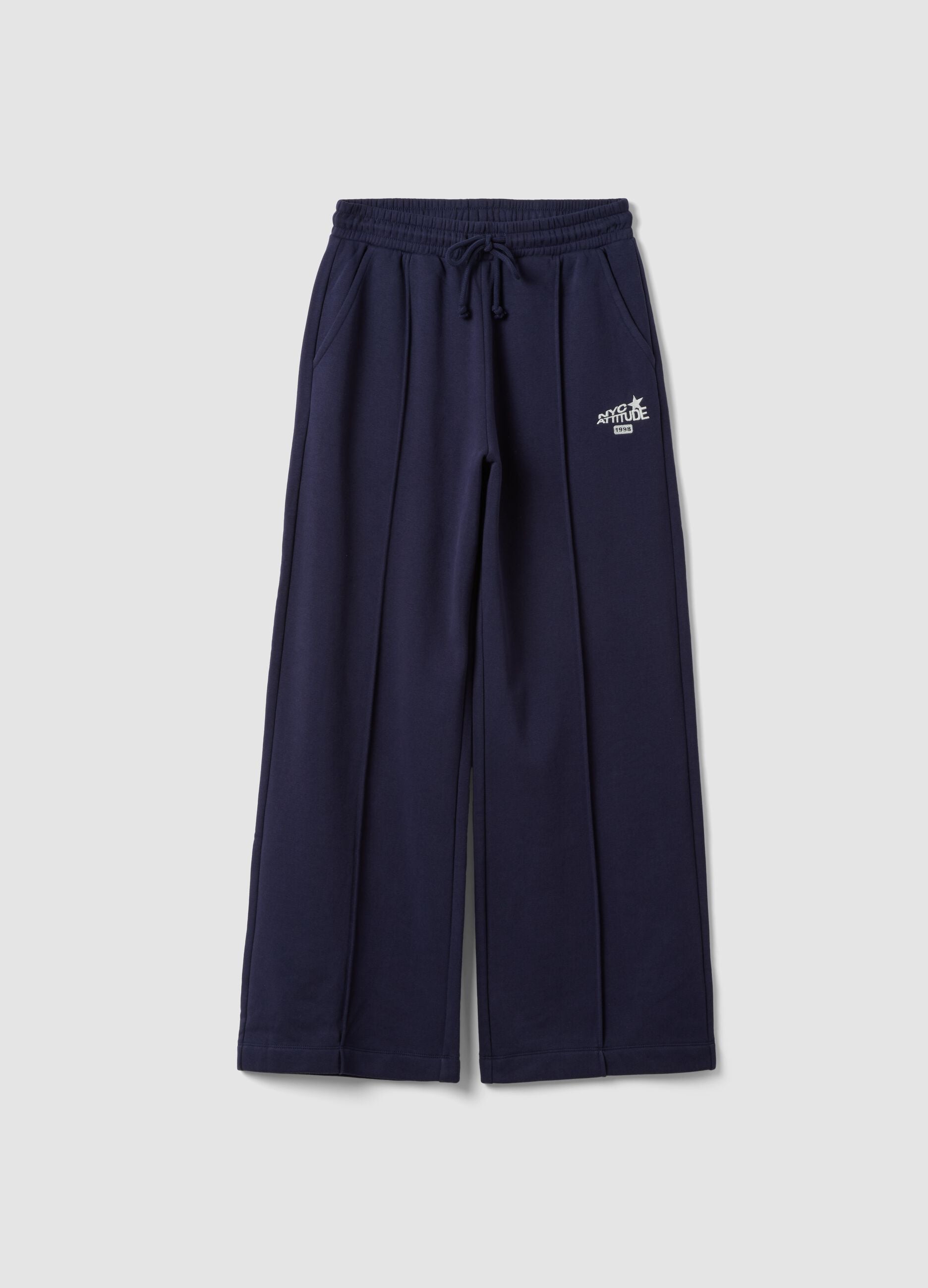 Blue cotton-blend straight-leg joggers