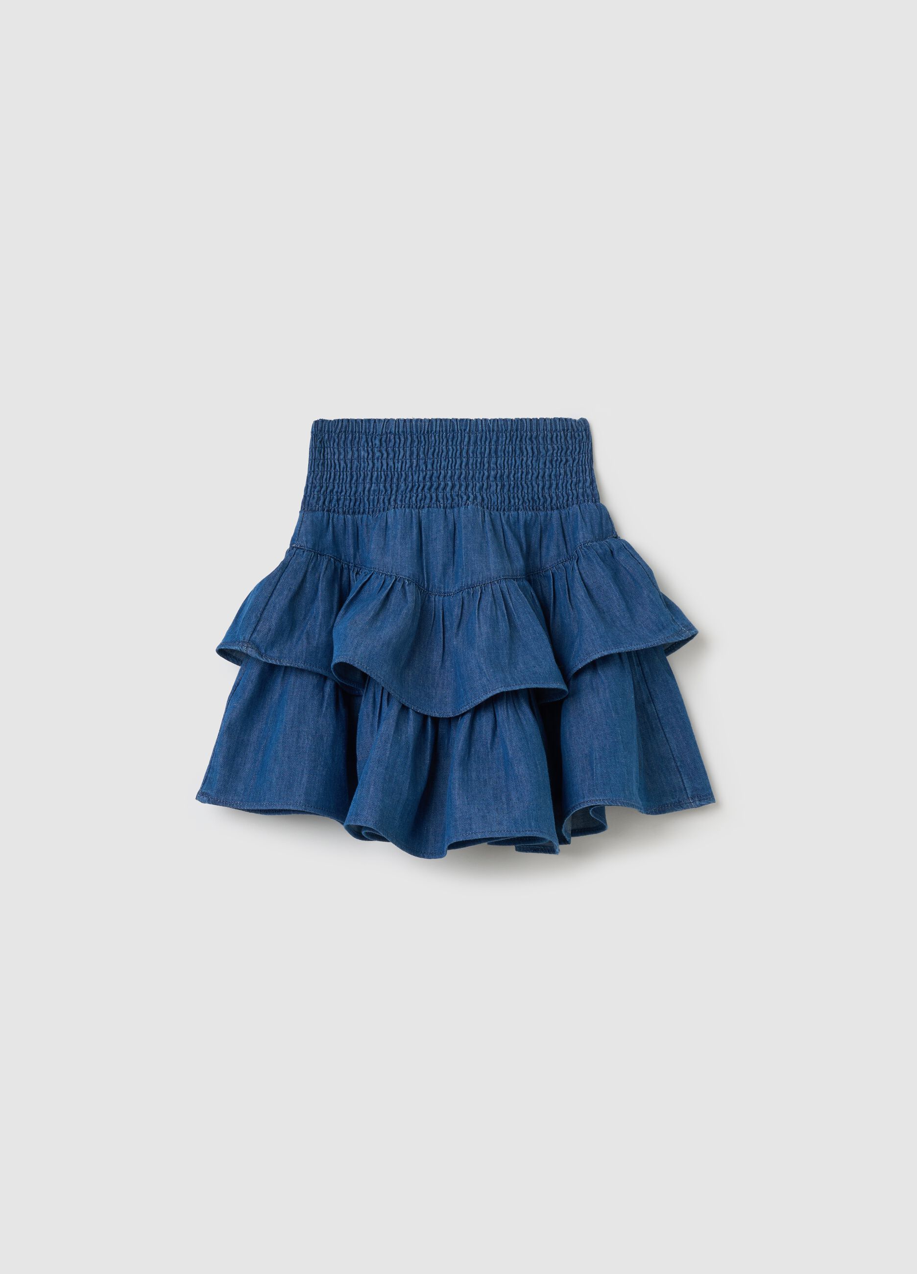 Tiered denim skirt