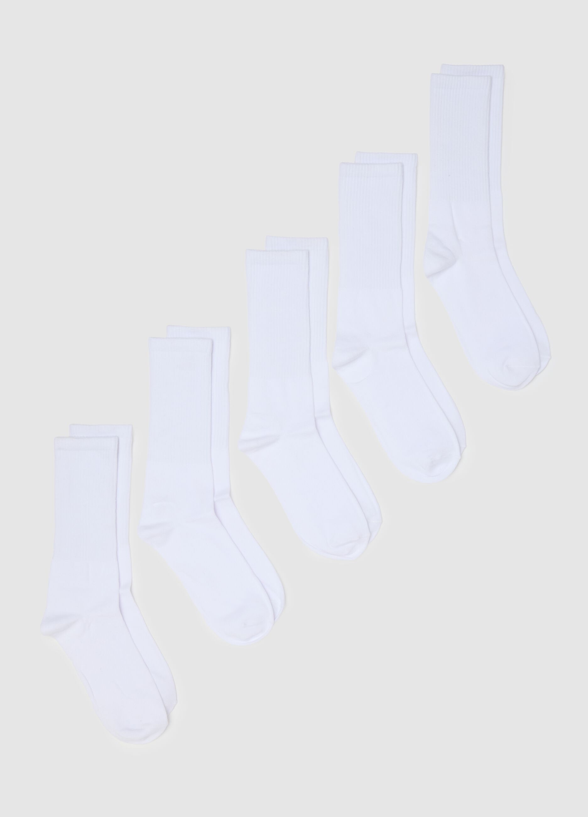 Men's long white cotton blend sock multipack
