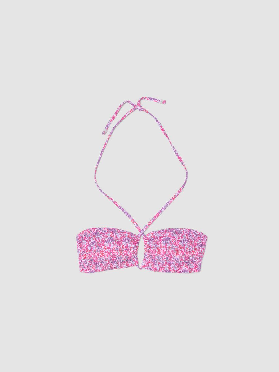 Top bikini a fascia rosa in tessuto elasticizzato_4