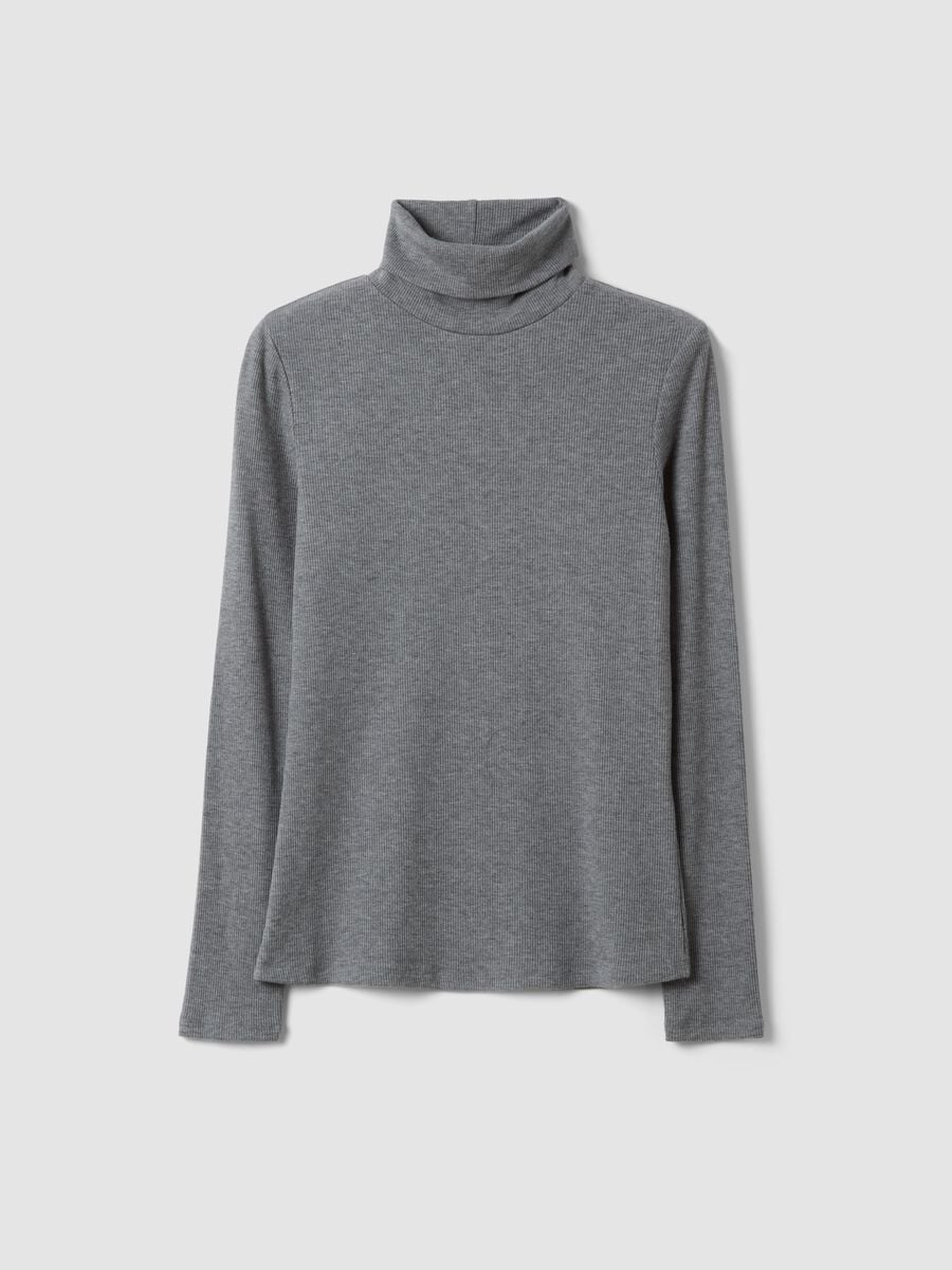 Grey stretch viscose crew-neck jumper, regular fit_0