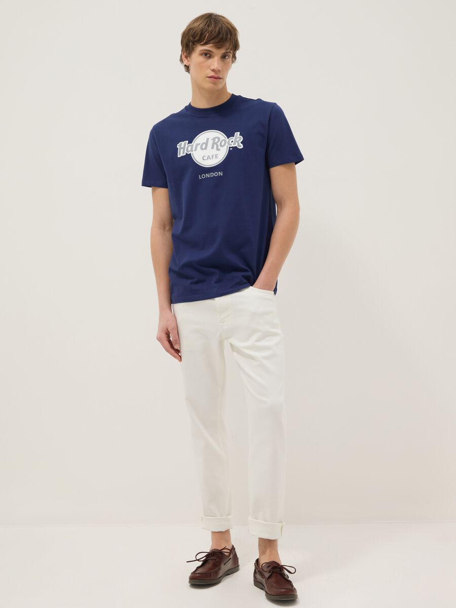Blue Pure Cotton Regular Fit T-shirt with Hard Rock Cafe Logo_1