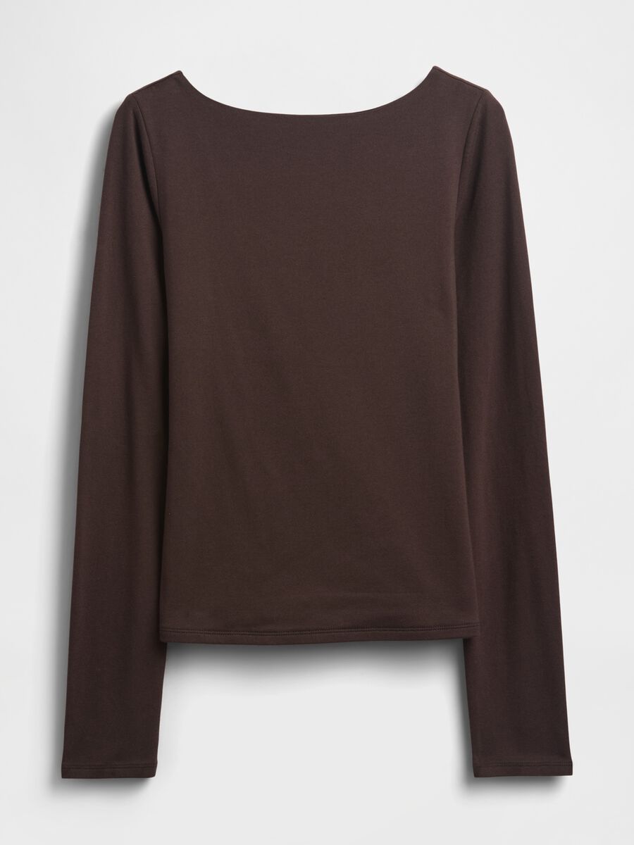 Brown Stretch Long Sleeve Top_4