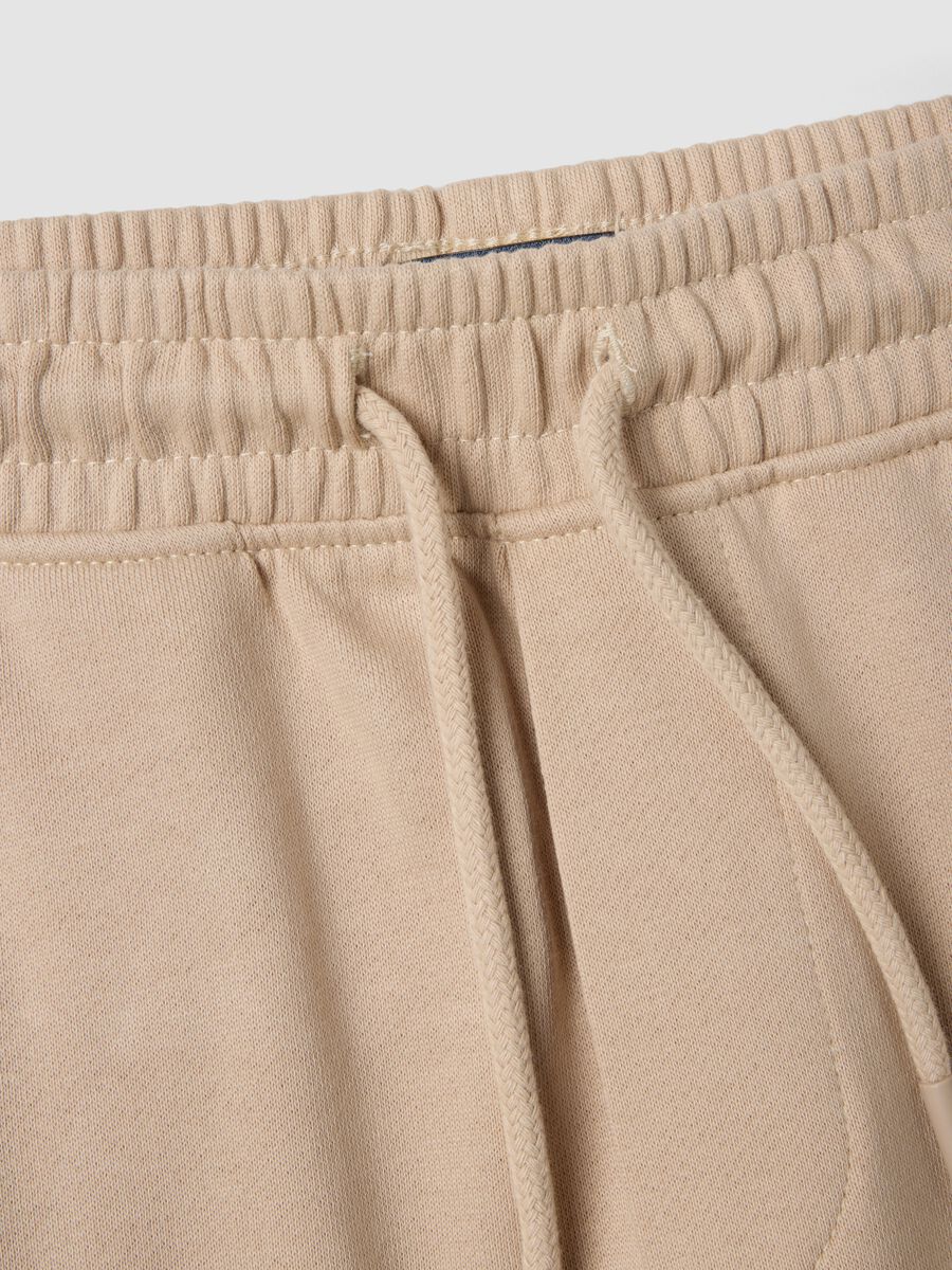 Beige pure cotton shorts with elasticated waist_3