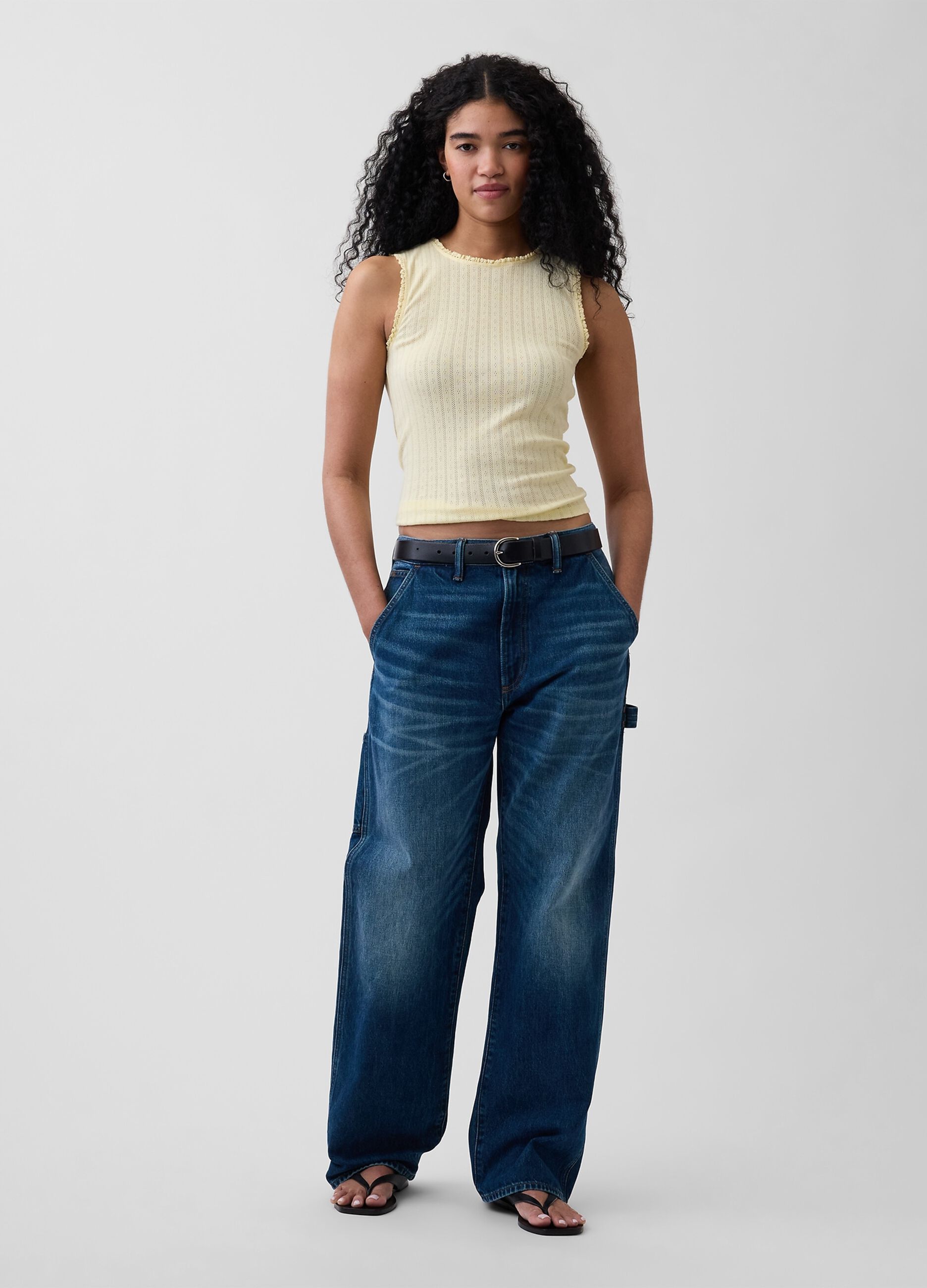 Ribbed cotton-blend tank top