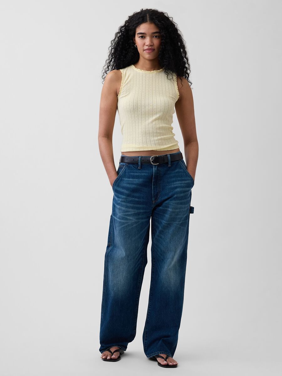 Tank top in misto cotone a costine_2