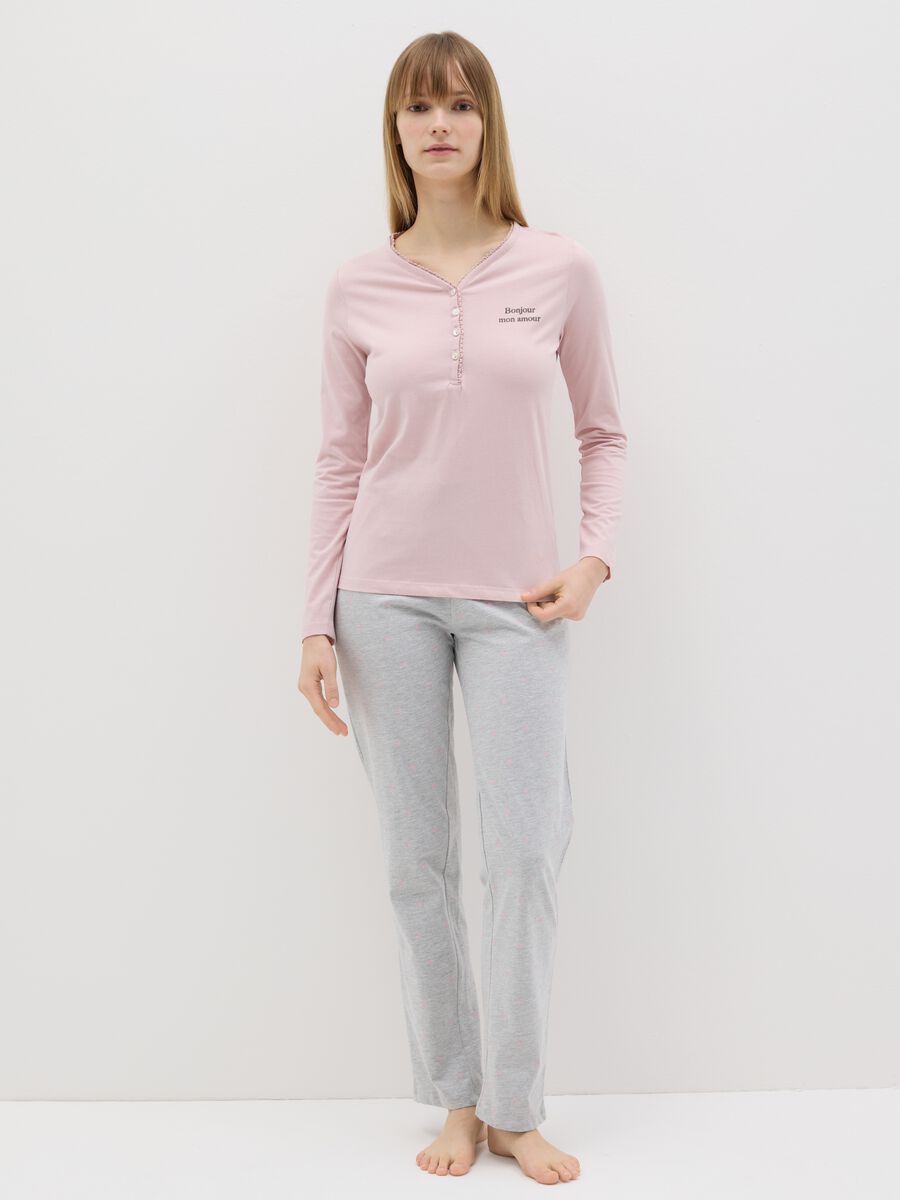 Cotton pyjamas with granddad neckline_0
