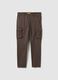 Slim fit stretchy cotton brown cargo trousers_5