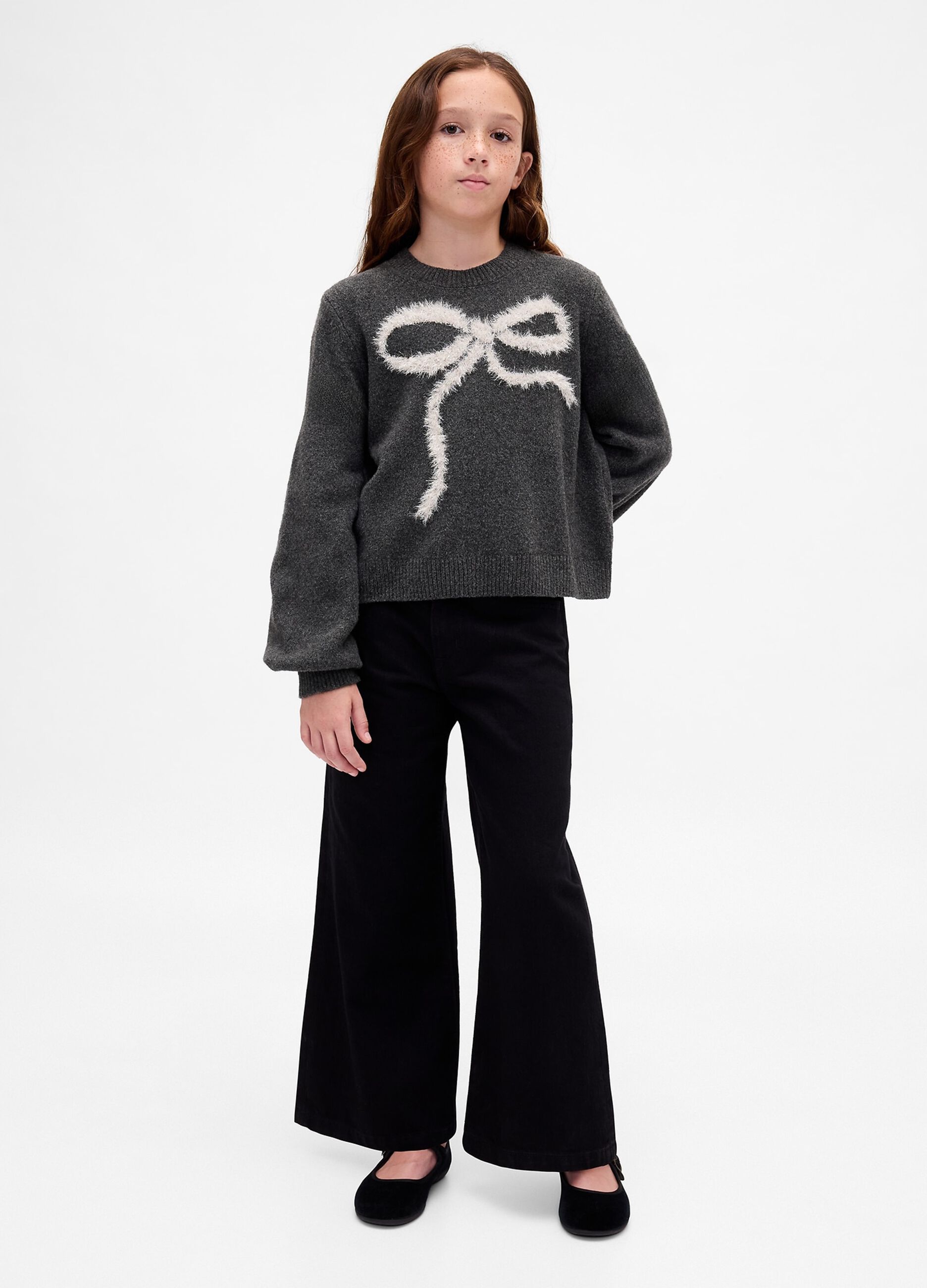 Grey Sweater for Girls with Bow