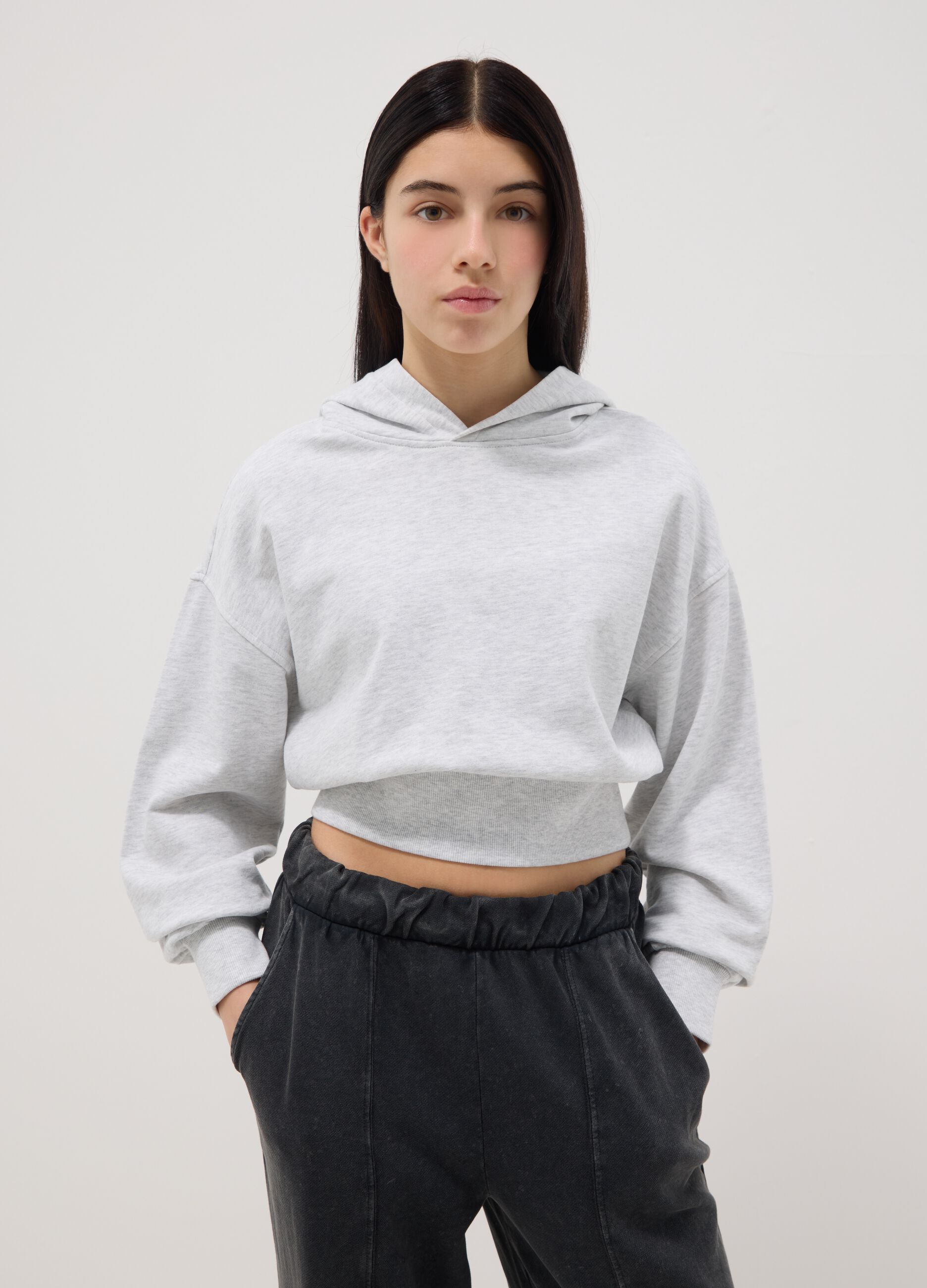 Girls' Pure Cotton Purple Hoodie with Relaxed Fit