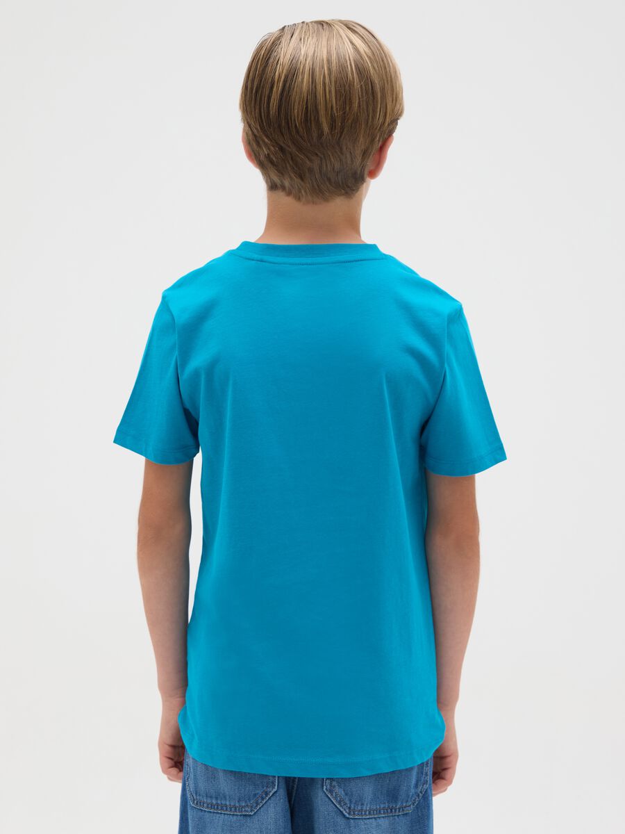 T-shirt da ragazzo in puro cotone azzurro slim fit_1