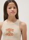 Beige fitted cotton-stretch printed vest top for girls_2