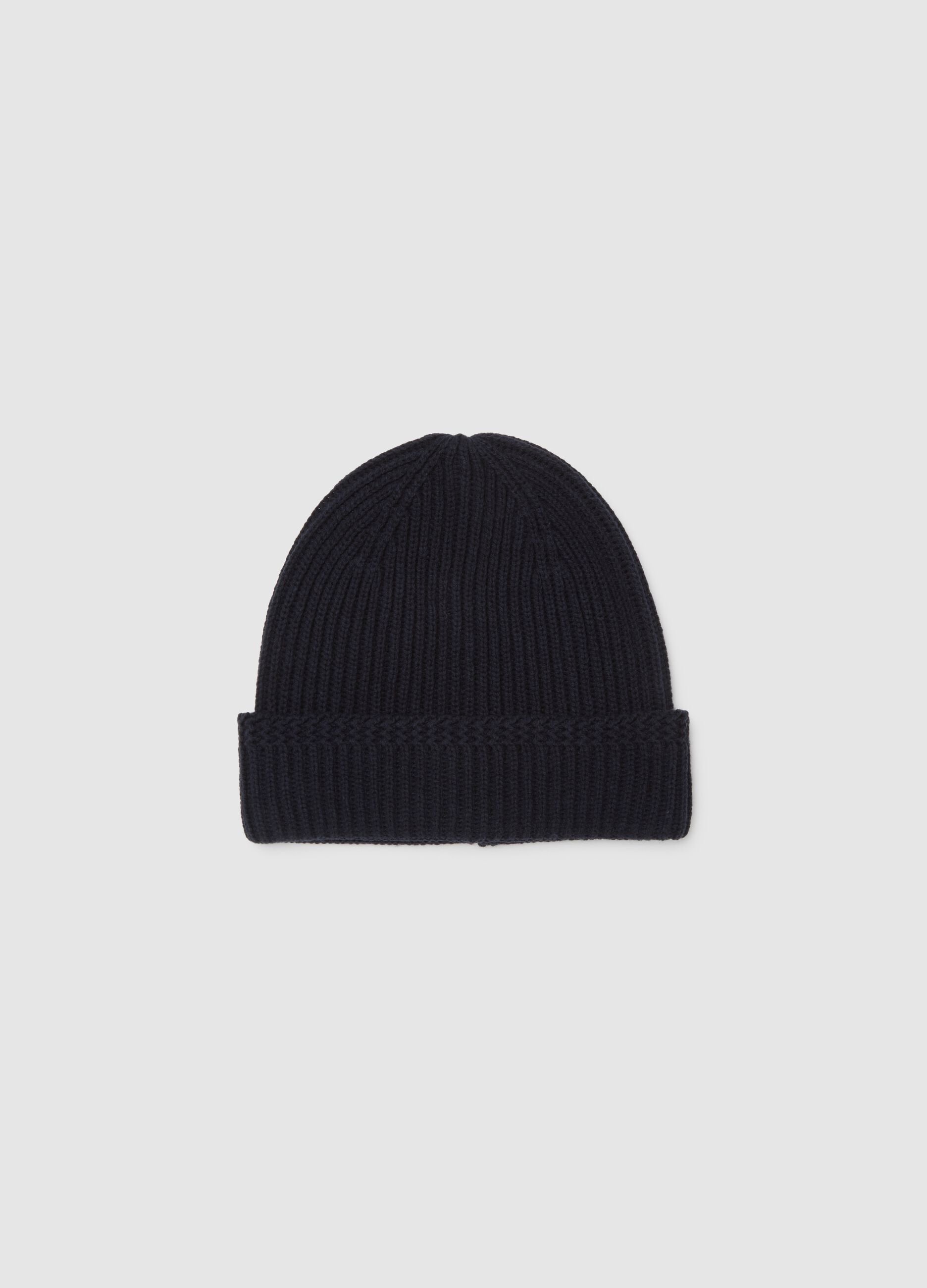 Black Cotton Blend Beanie