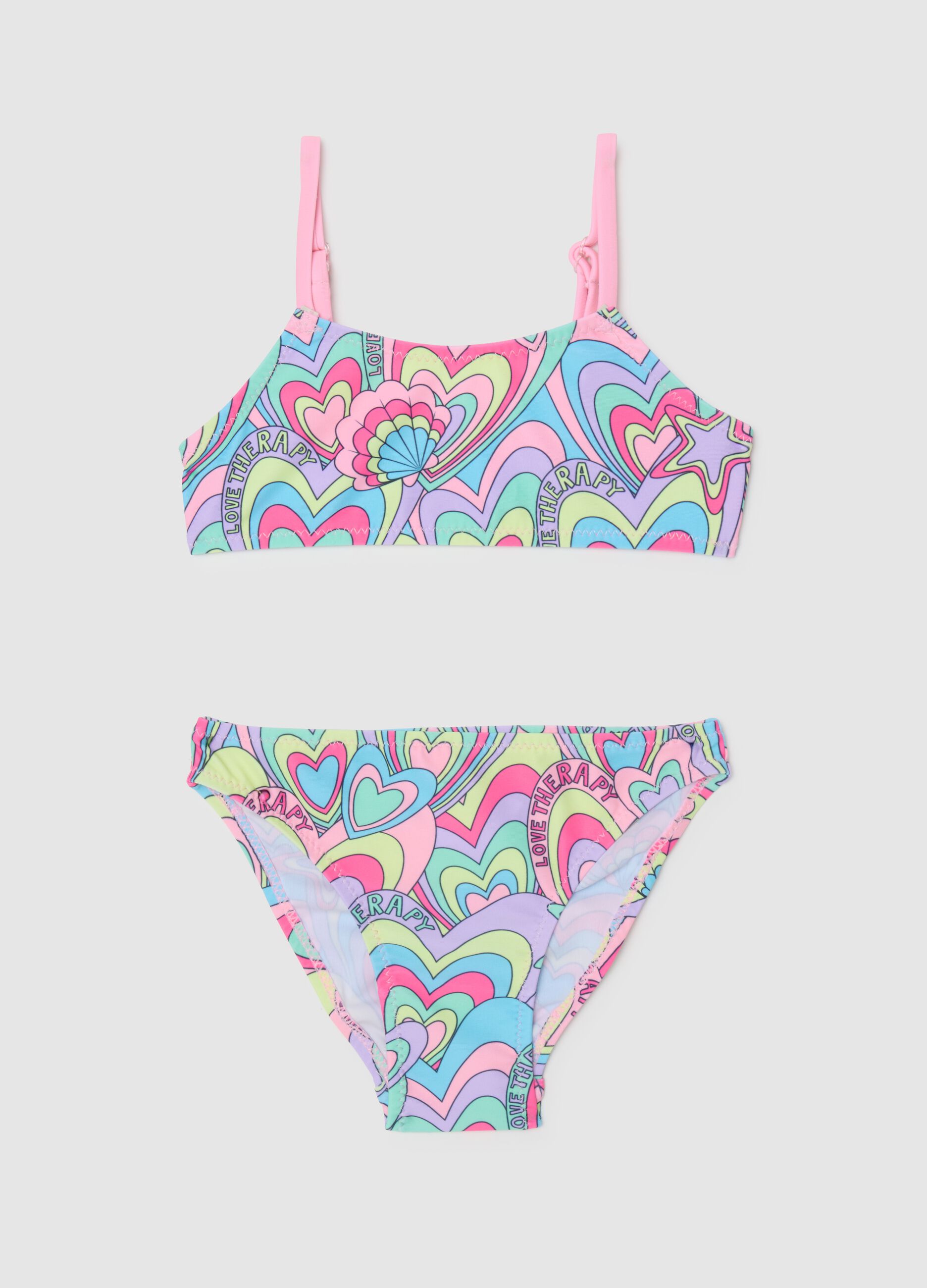 Bikini da bambina in misto elasticizzato multicolor