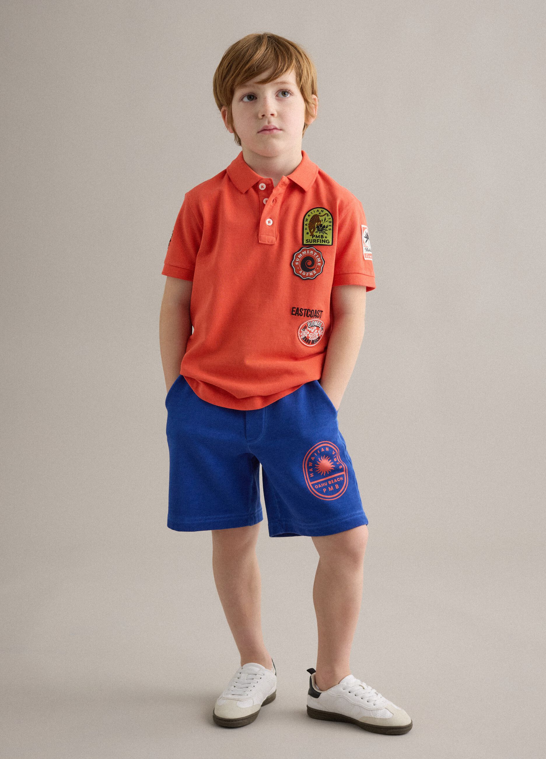 Boys&rsquo; blue 100% cotton cargo shorts &ndash; baggy fit