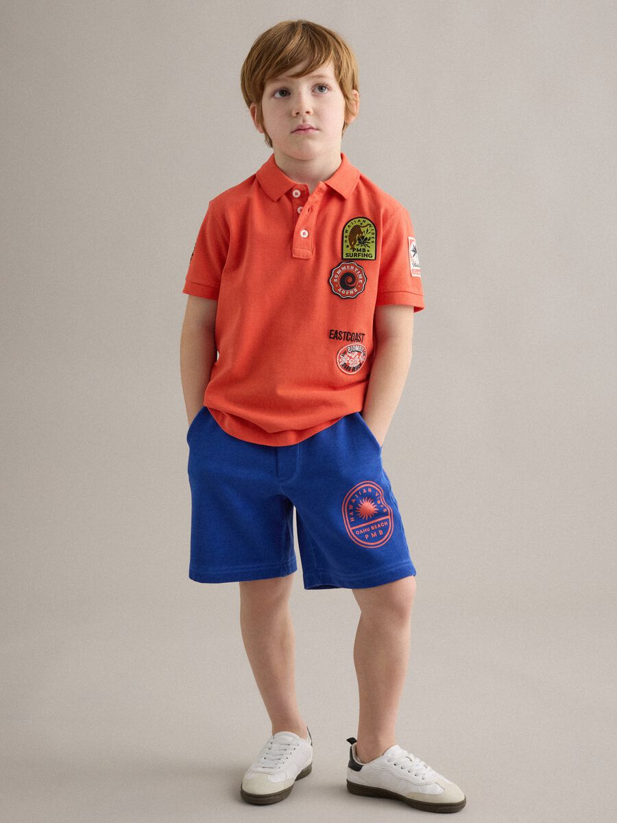 Shorts cargo in puro cotone blu da bambino baggy fit_0