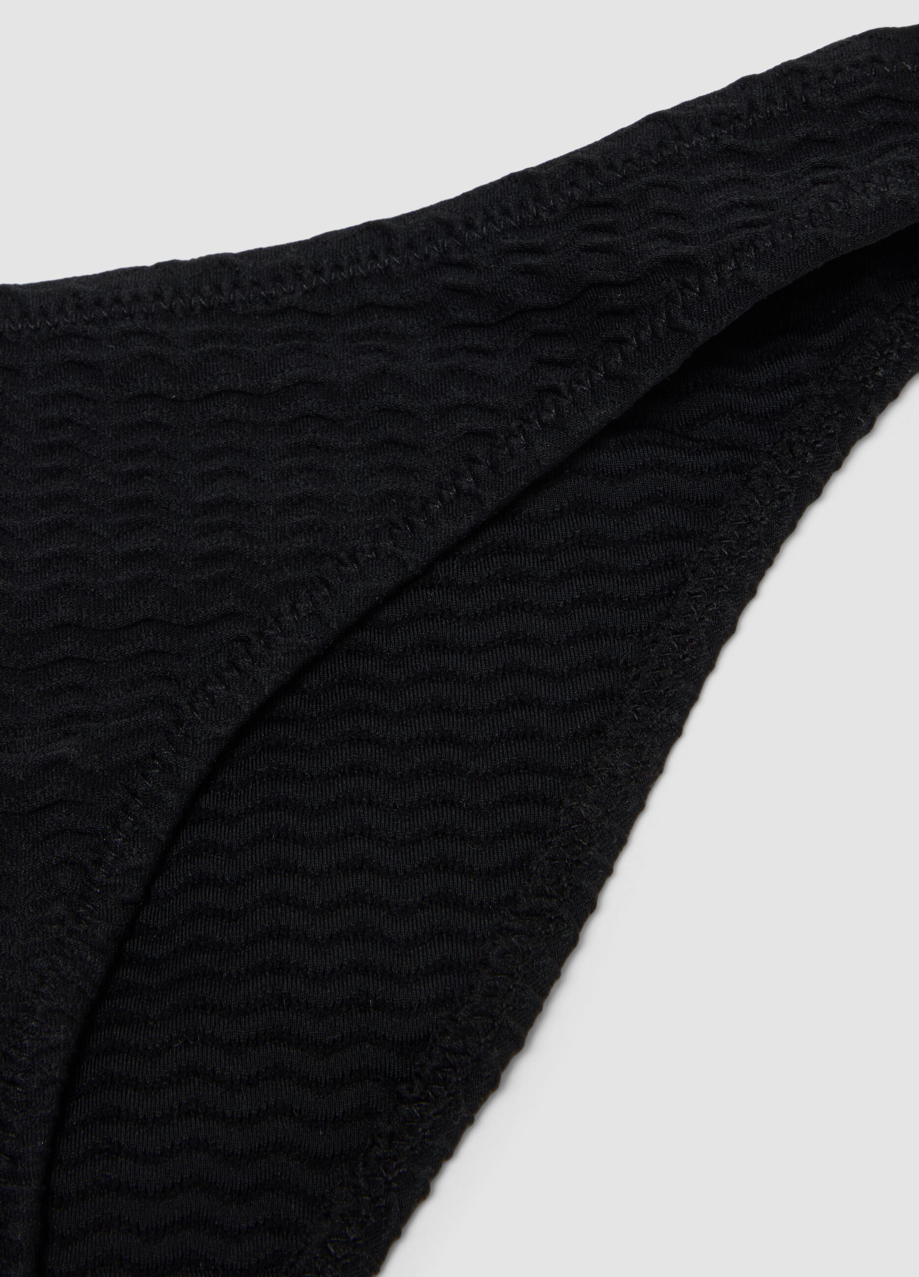 Black textured stretch-fabric bikini