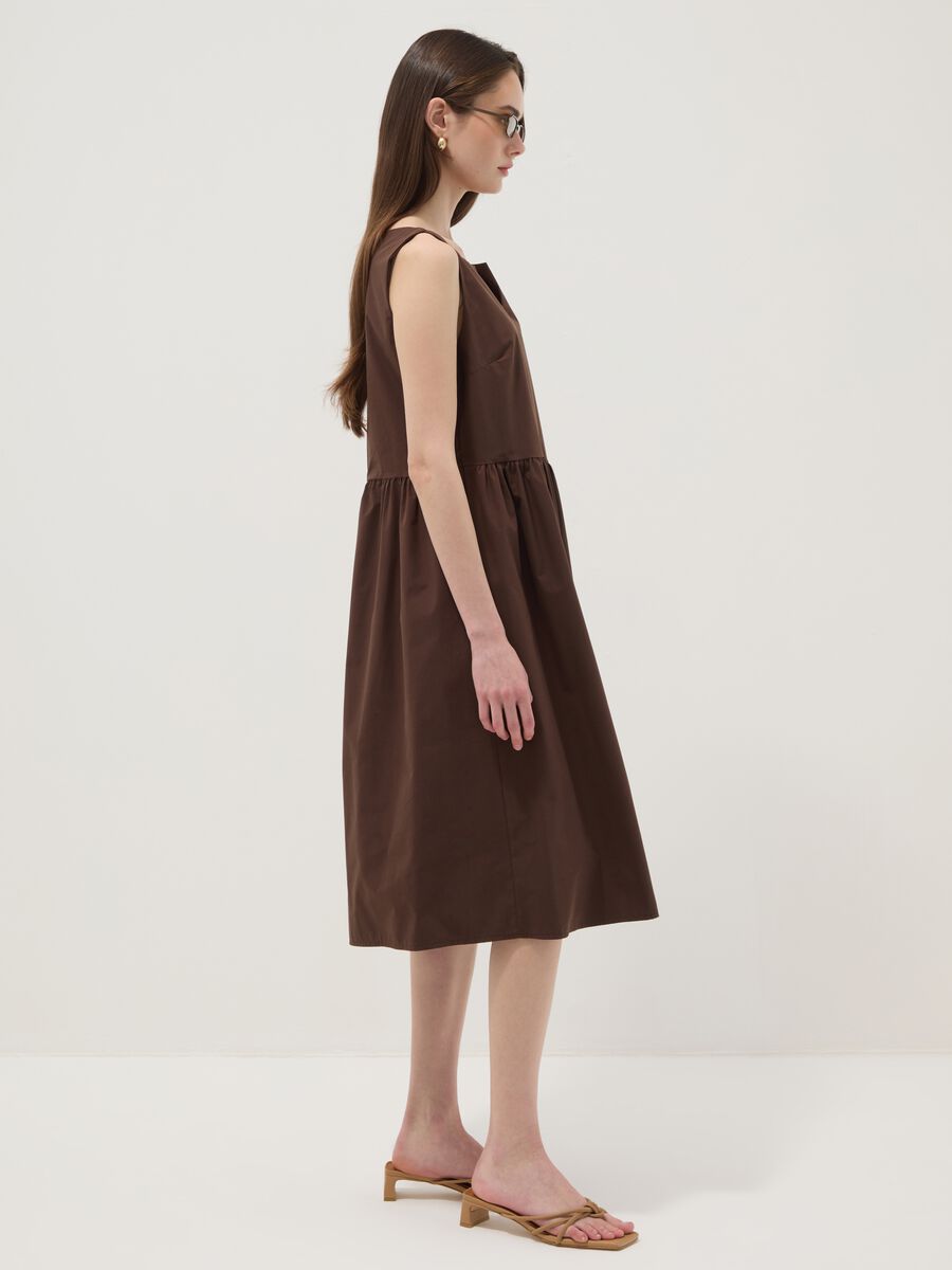 Abito midi marrone in puro cotone over fit_1