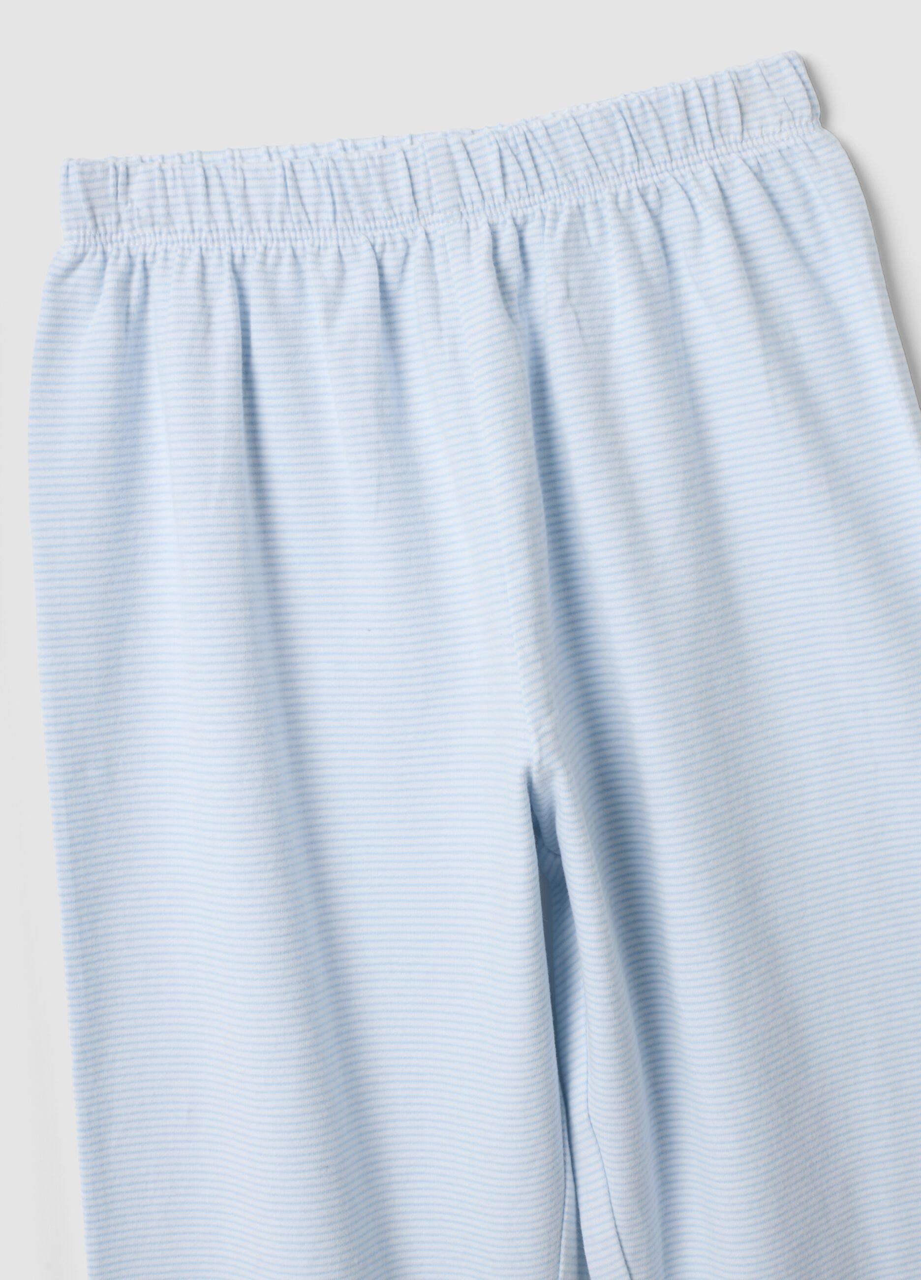 White and blue organic stretch cotton crew-neck pyjamas