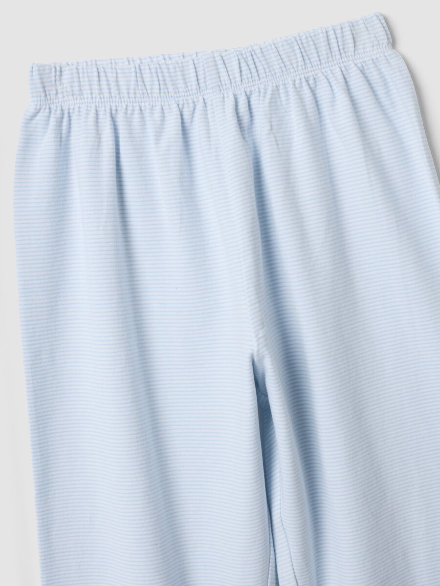 White and blue organic stretch cotton crew-neck pyjamas_3