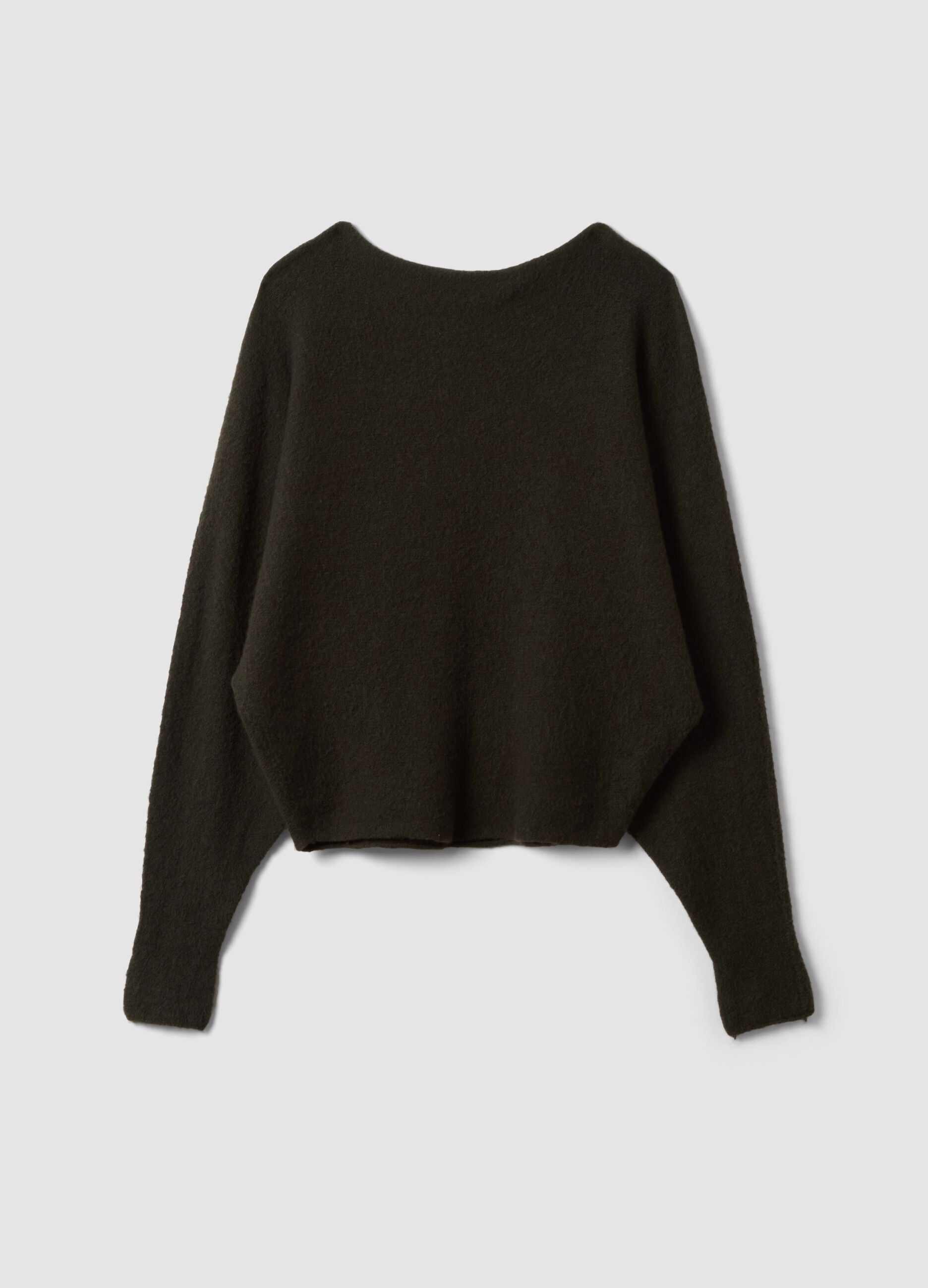Army green regular-fit top with wide neckline