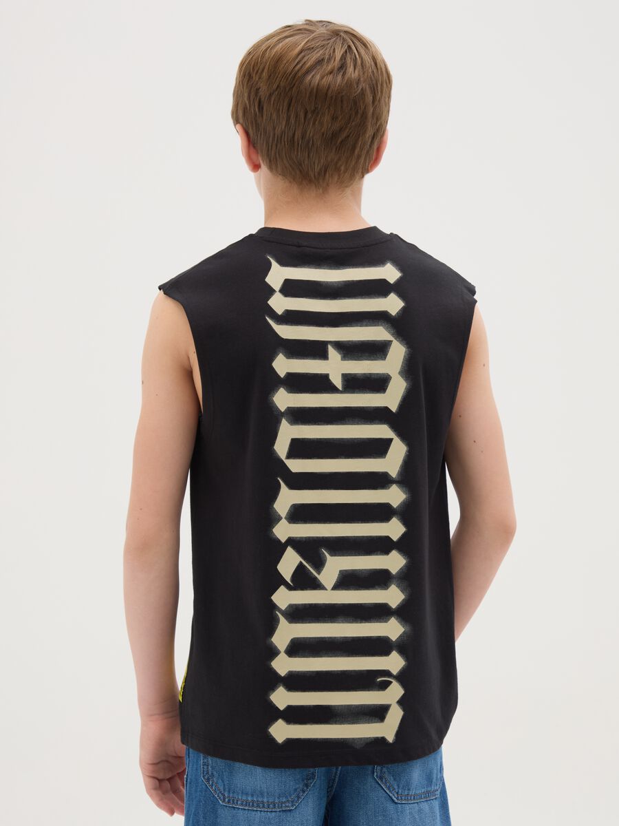Canotta da ragazzo in puro cotone nero regular fit con grafica_2