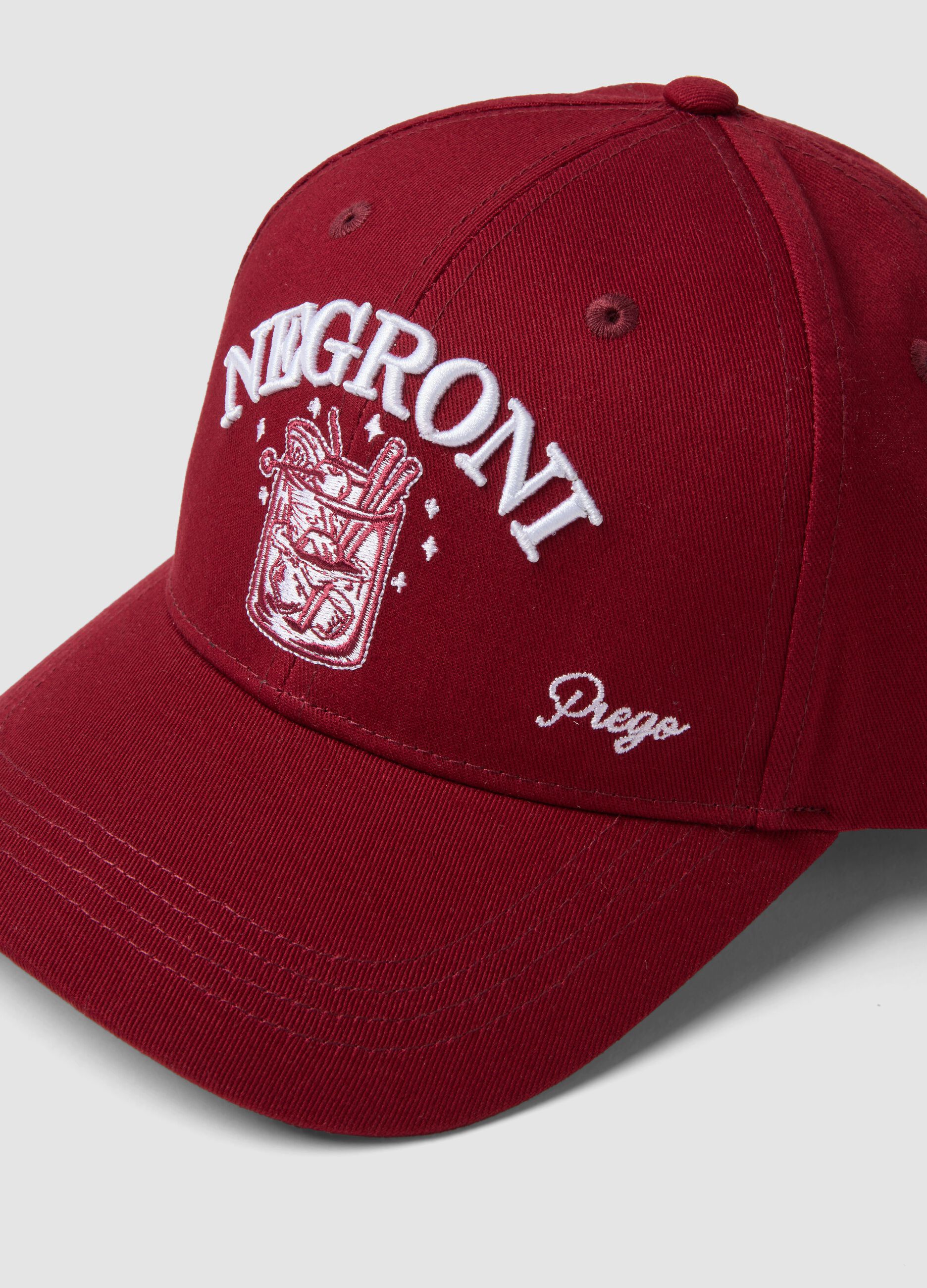 Red pure cotton baseball cap with Negroni embroidery