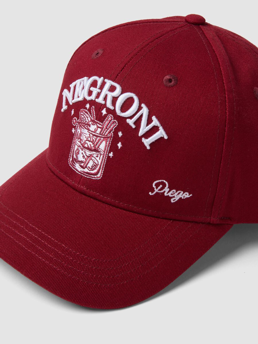 Cappello da baseball in puro cotone rosso con ricamo Negroni_1