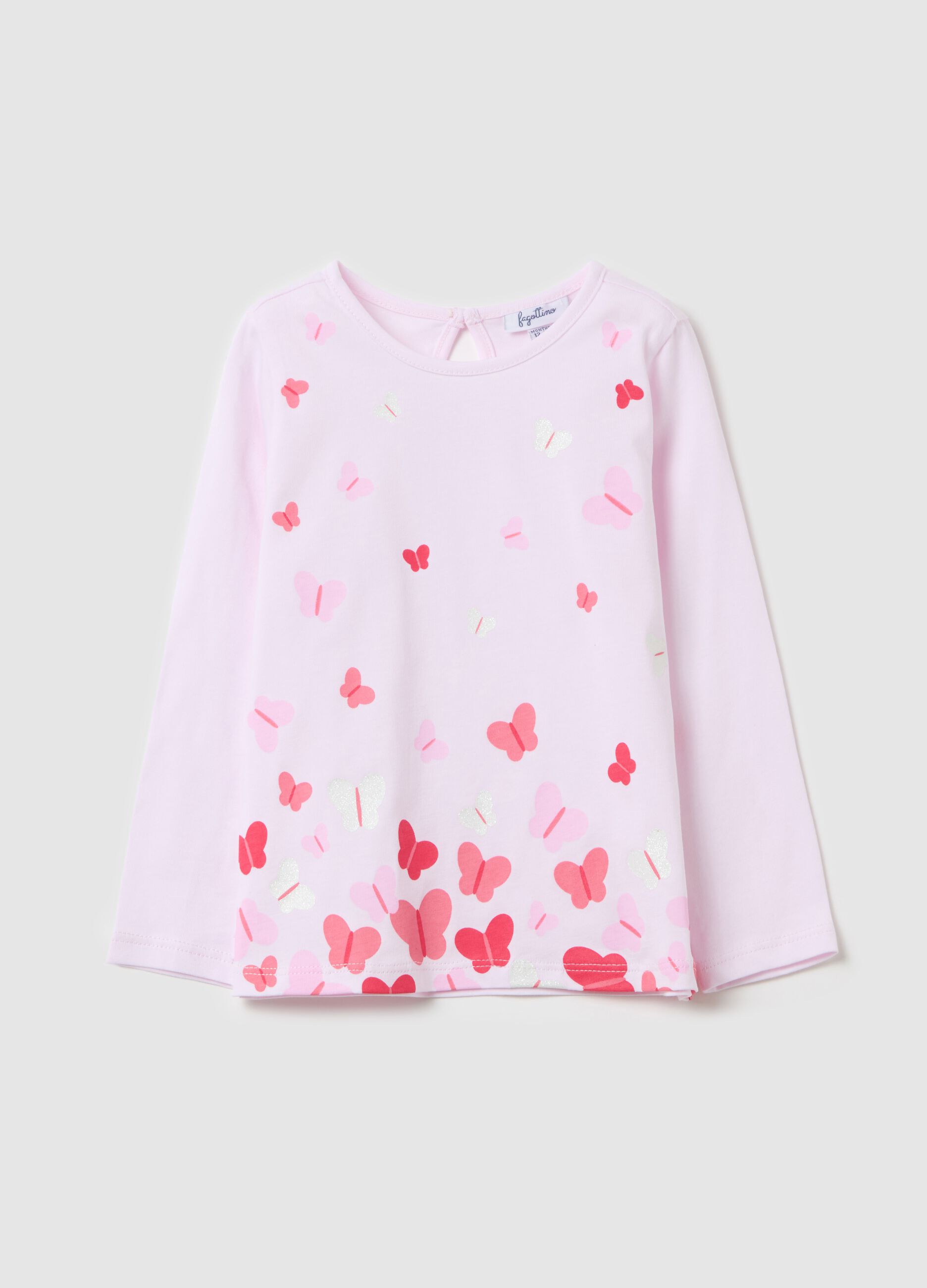 Cotton T-shirt with print and long sleeves