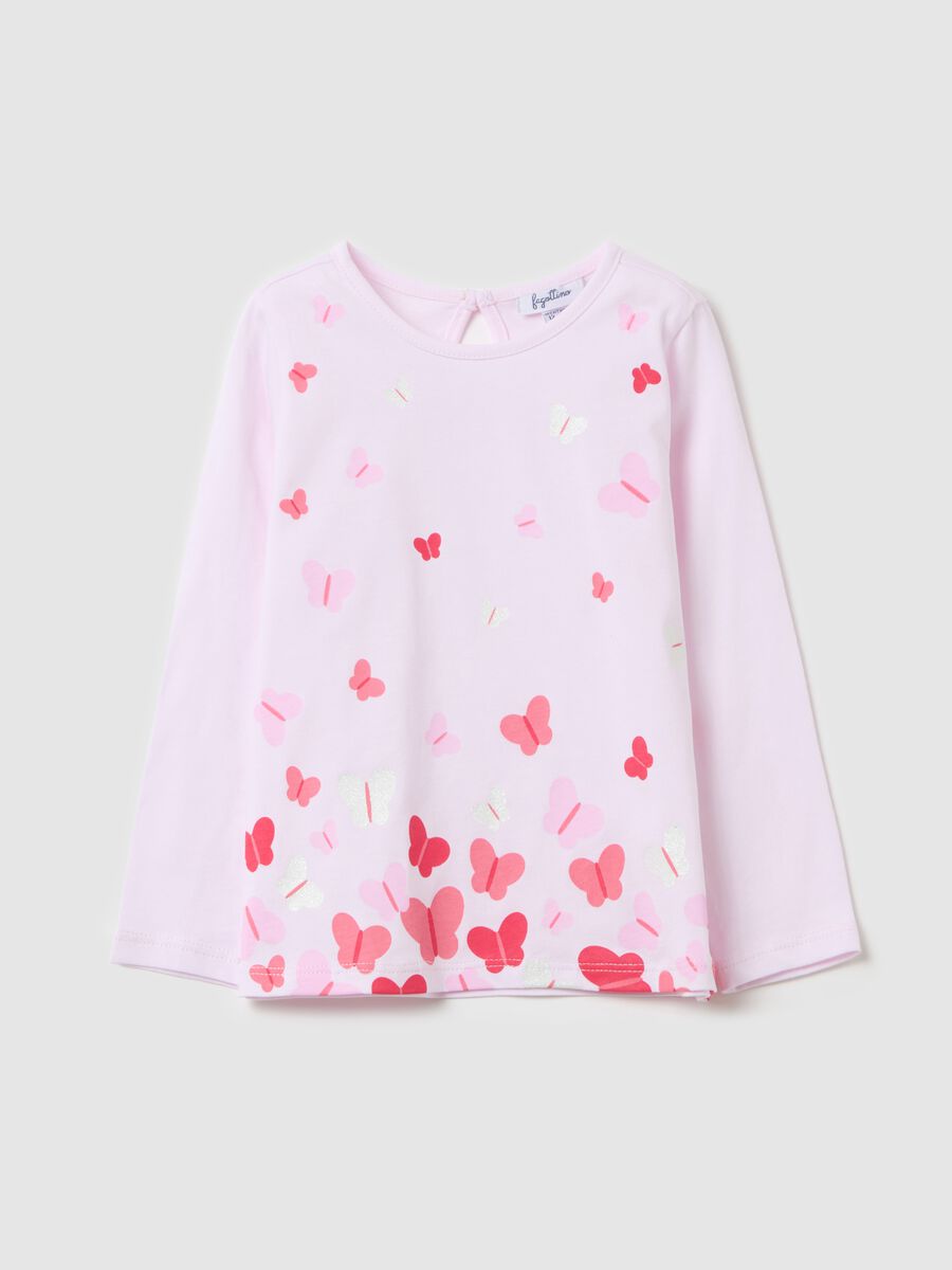T-shirt maniche lunghe in cotone con stampa _0