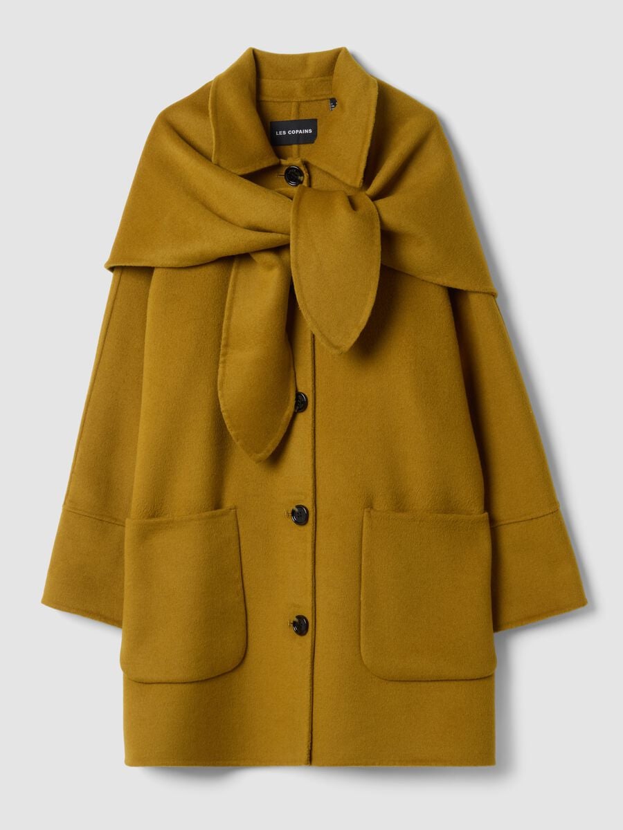 Cappotto giallo in misto lana con chiusura a bottoni_4