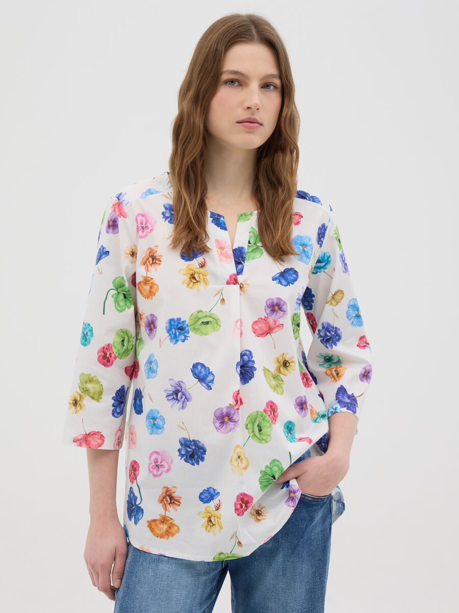 Women's Multicolour Stretch Cotton Blouse Regular Fit_0