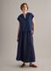 Denim skirt in cotton, linen and viscose blend with elasticated waist_0