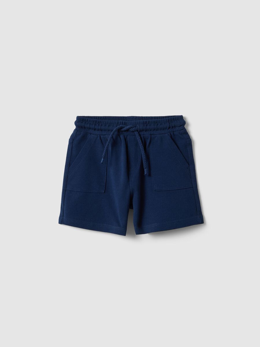 Boys' regular fit pure cotton blue shorts_0
