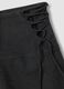 Grey stretch viscose mini skirt with fine stripes_2