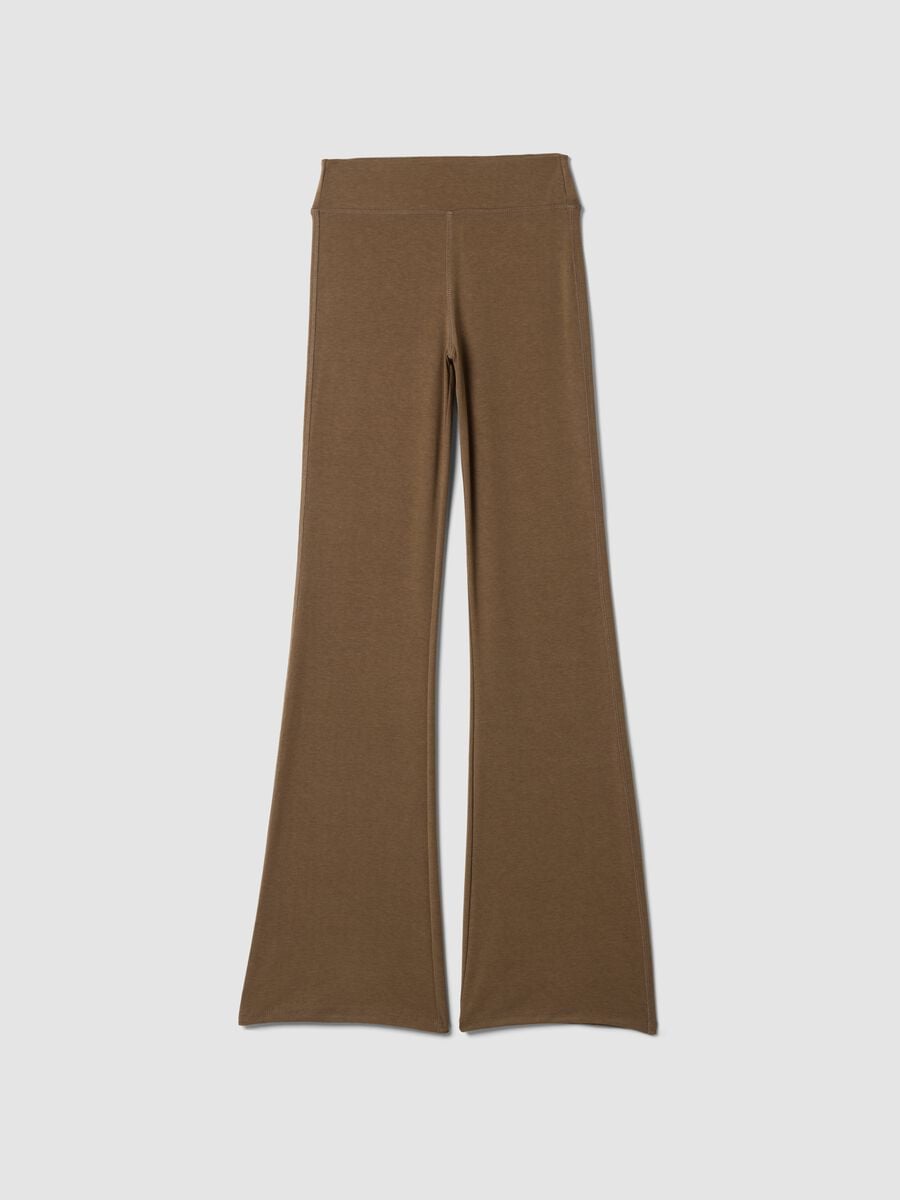 Leggings marroni flare fit in viscosa jersey elasticizzata_0