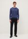 Blue cotton-blend crew neck sweater, regular fit_1