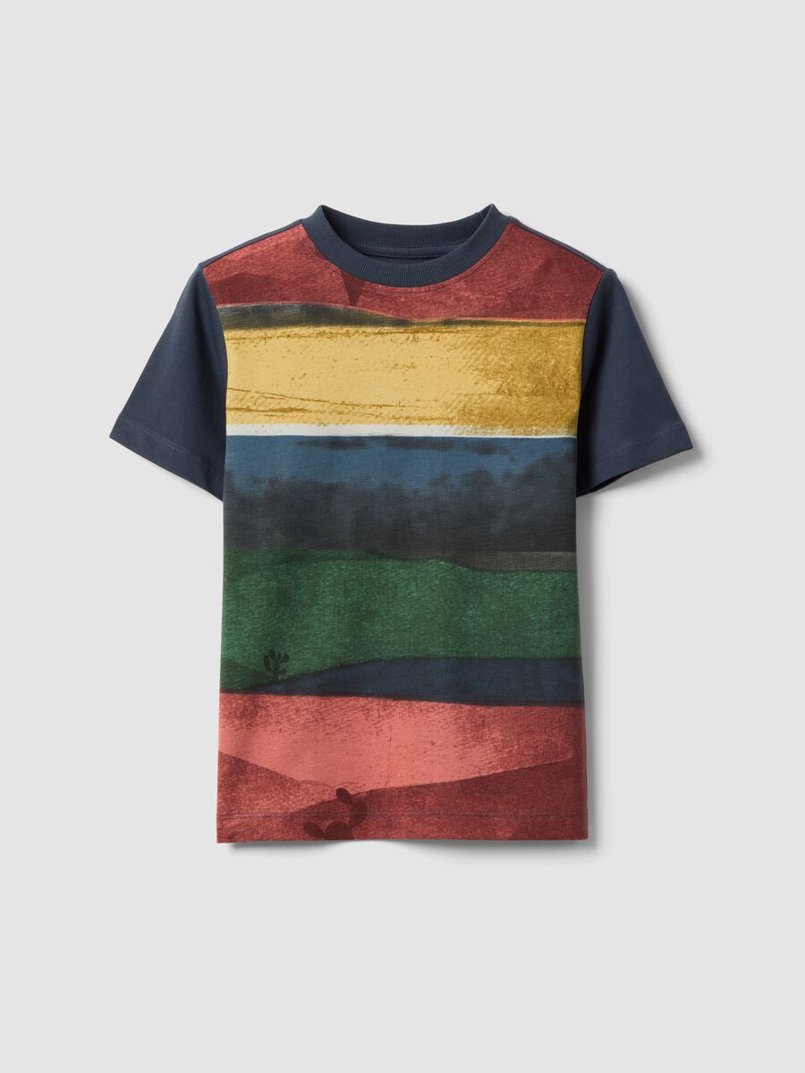 T-shirt in puro cotone a righe multicolor regular fit per bambino_0