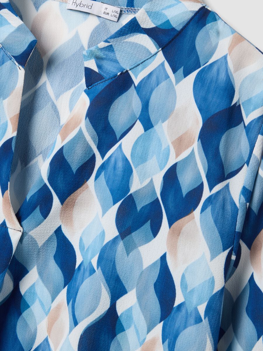 Blue patterned long-sleeve top_1