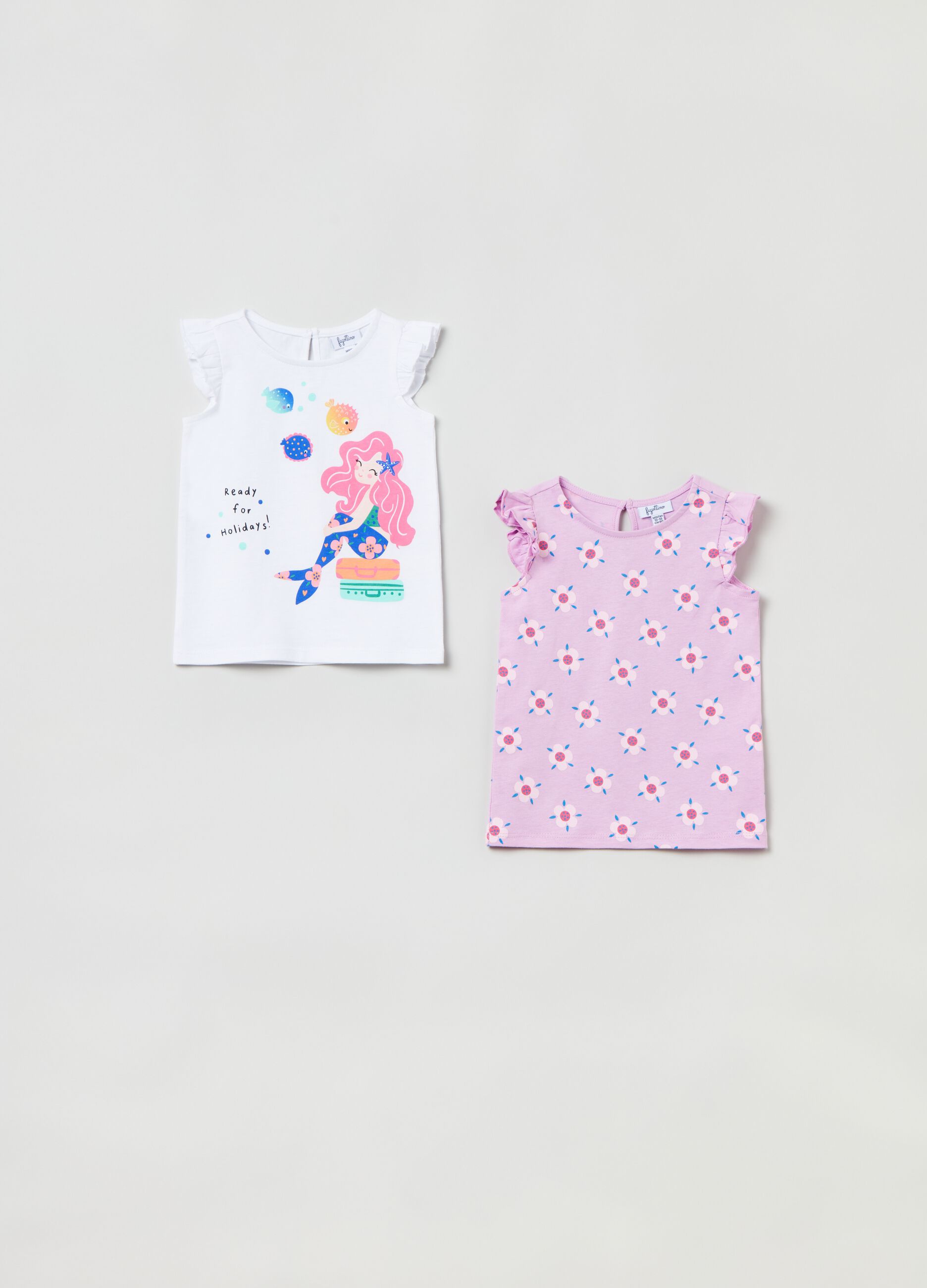 Bipack tank top in cotone con stampa_0