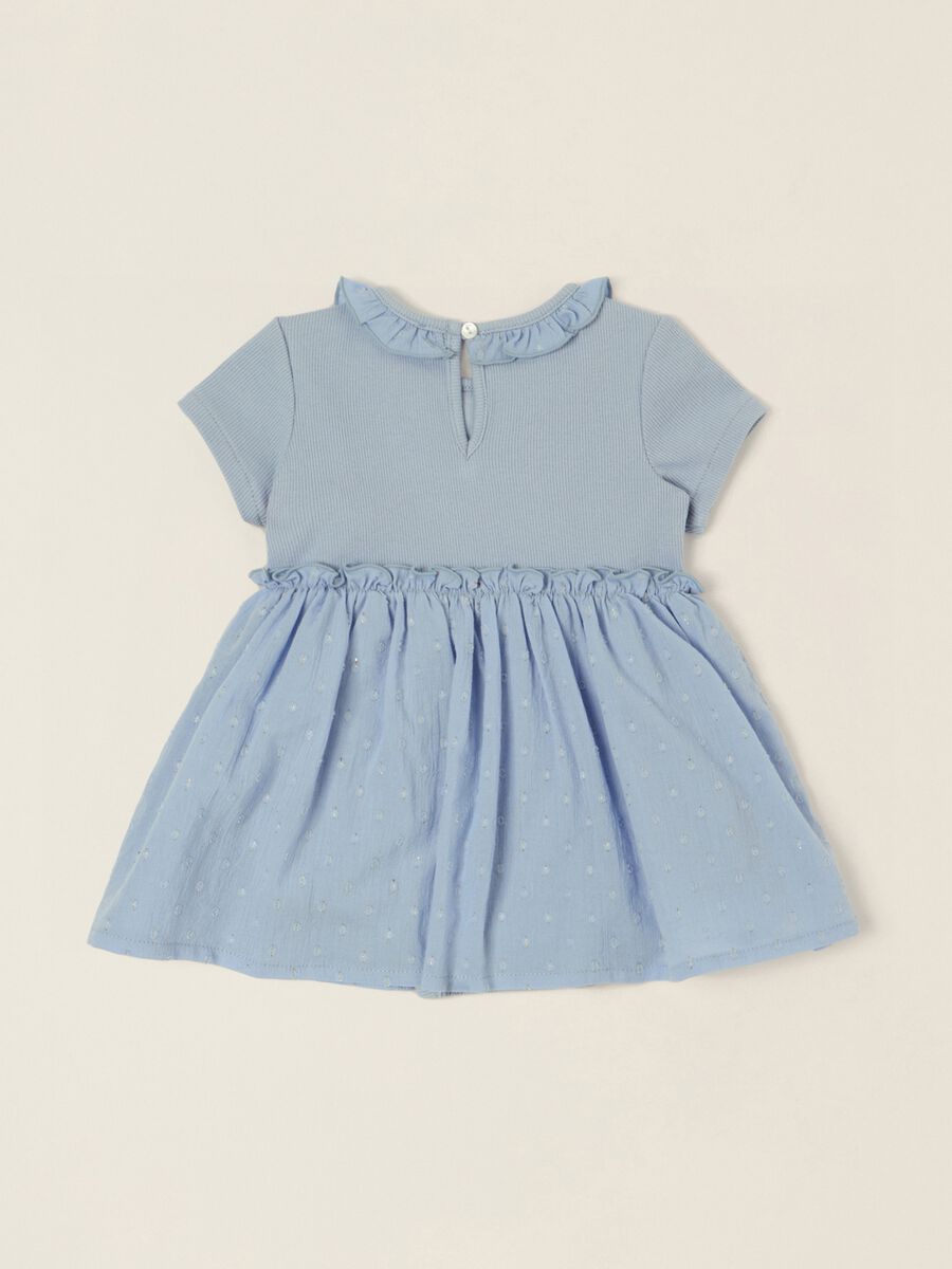 Baby Girl Light Blue Romper with Decorative Collar in Stretch Cotton_2