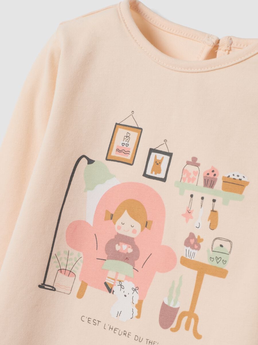 Pink organic stretch cotton jersey T-shirt with print, regular fit_2
