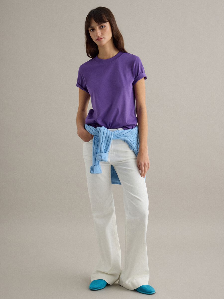 Short sleeve purple pure cotton T-shirt regular fit_2