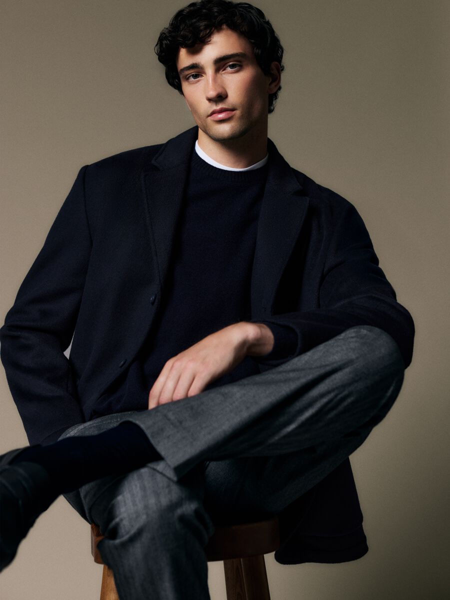 Pantaloni in misto cotone grigi slim fit_0