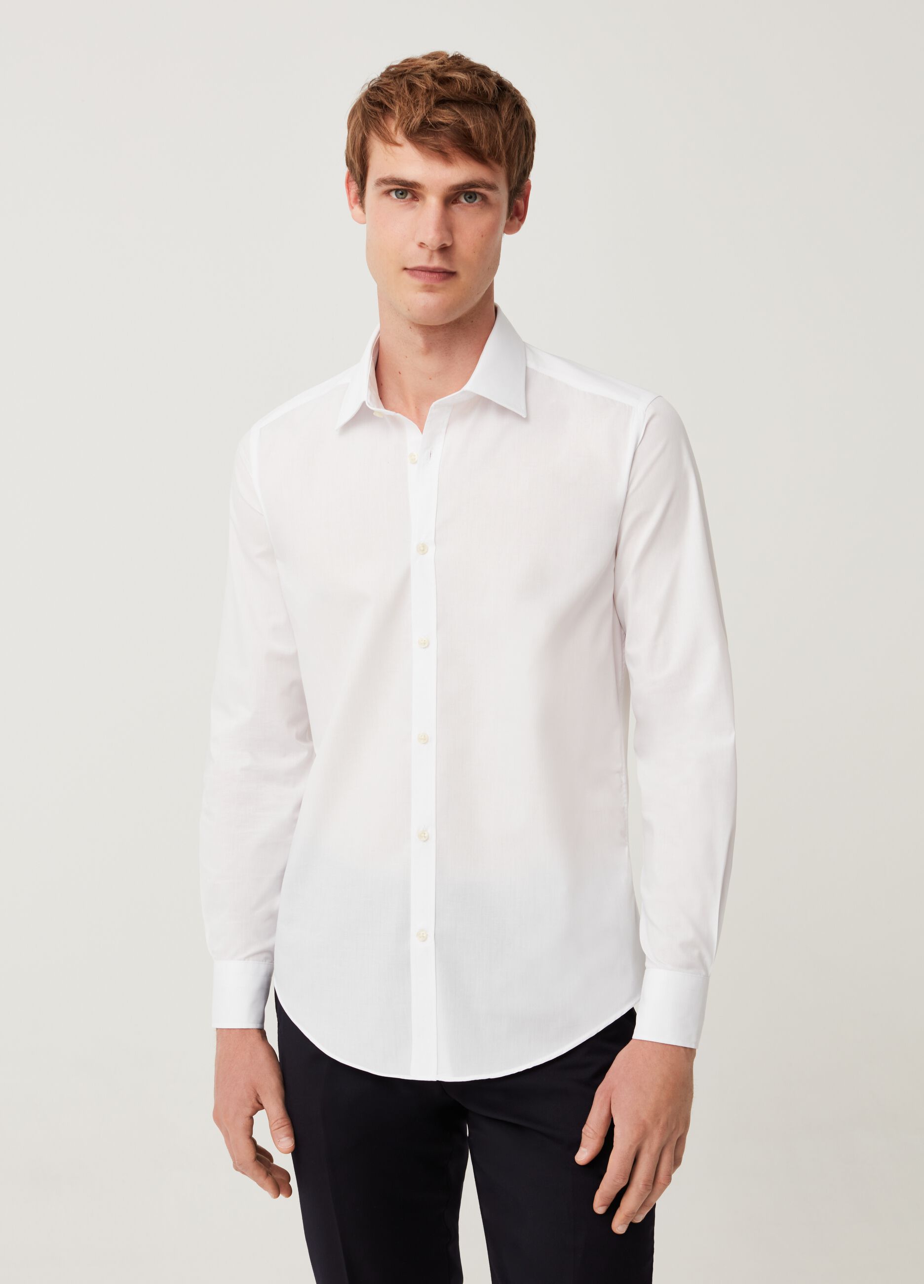 Camicia slim fit tinta unita_1