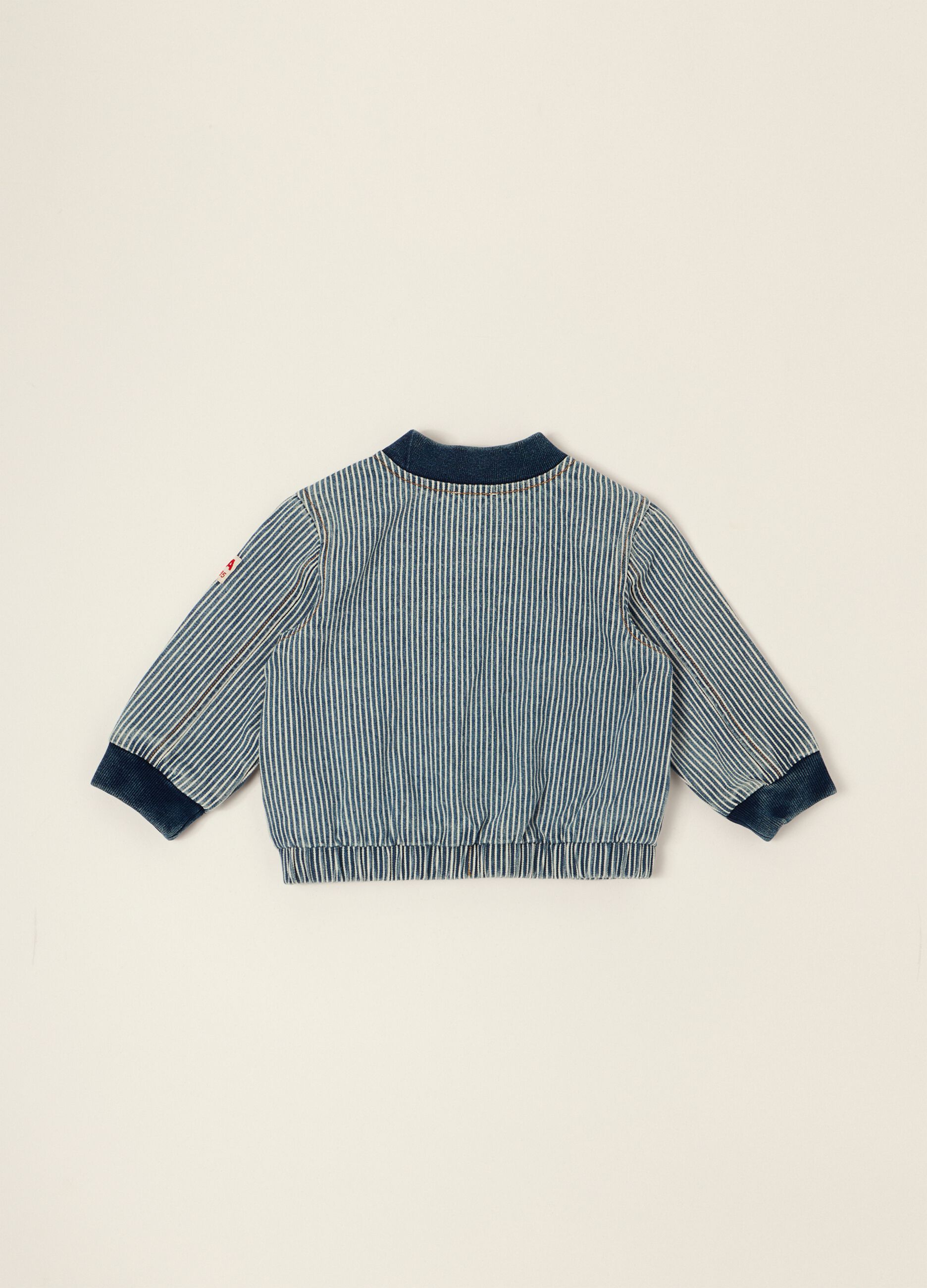 Multicoloured striped cotton-blend jacket with viscose and lyocell for baby
